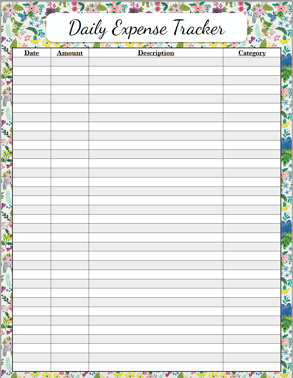 free expense tracker printable happy planner