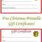 Free Christmas Printable Gift Certificates | Gift Ideas | Christmas   Free Printable Gift Certificates