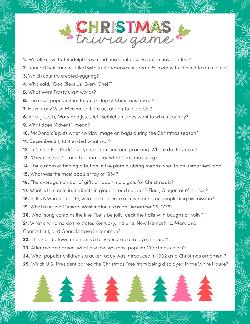 Free Christmas Trivia Game Lil Luna Free Printable Trivia Questions For Seniors Free