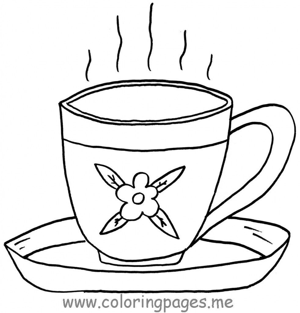 Free Coloring S Of Teacup Tea Cup Coloring Page In Uncategorized - Free Printable Tea Cup Coloring Pages