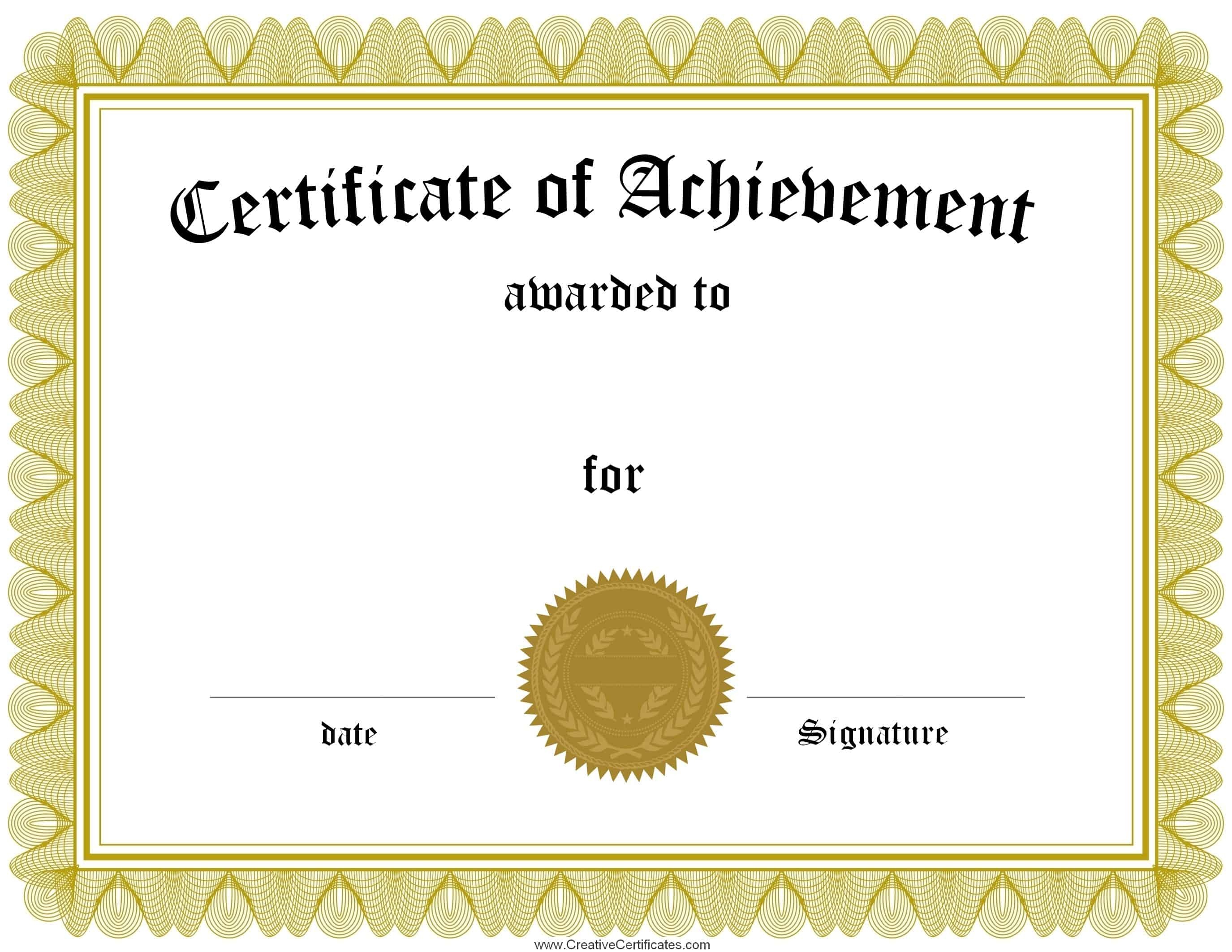 Free Customizable Certificate Of Achievement - Free Customizable Printable Certificates Of Achievement