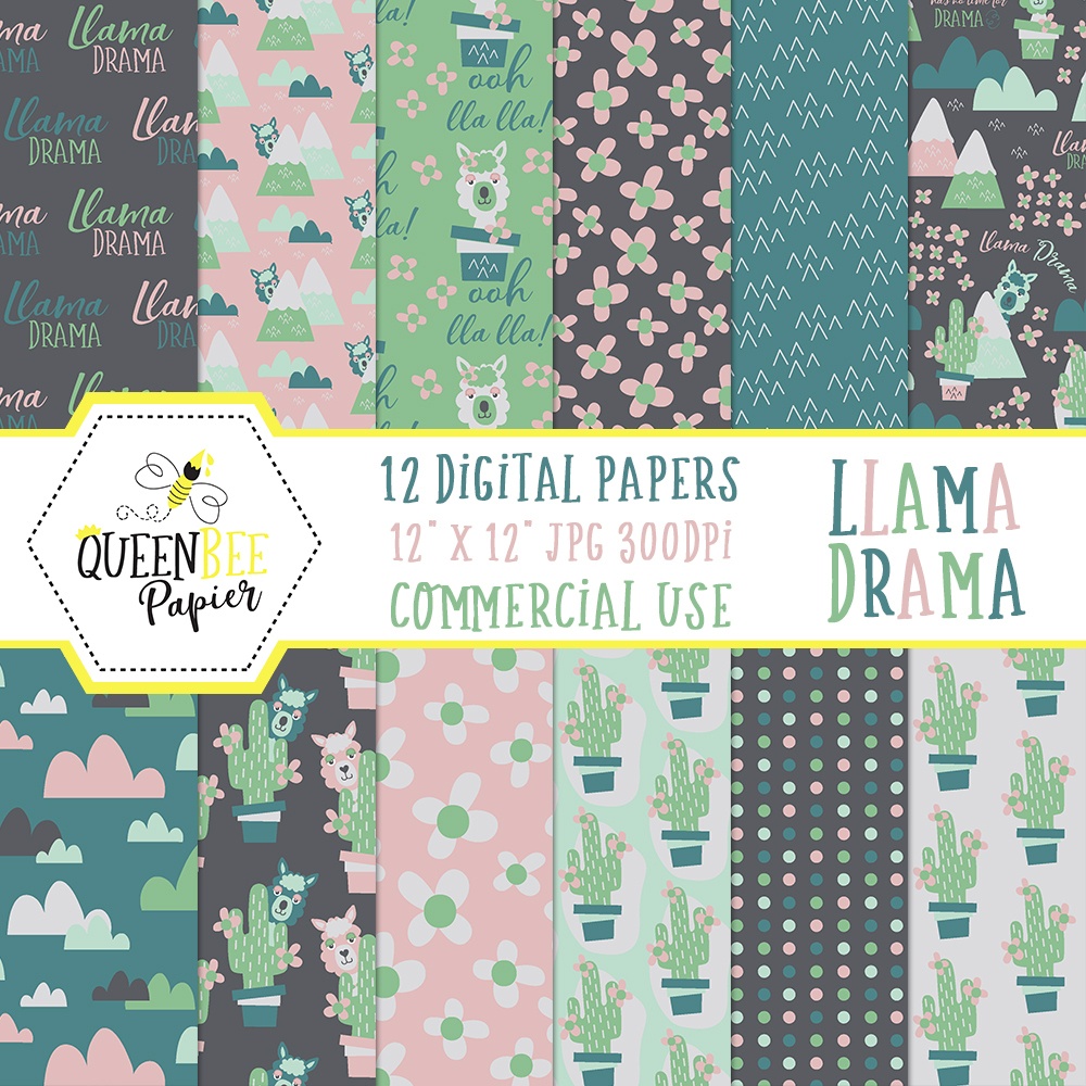 Free Digital (And Printable) Llama Scrapbook Paper • Glitter &amp;#039;n Spice - Free Printable Scrapbook Decorations