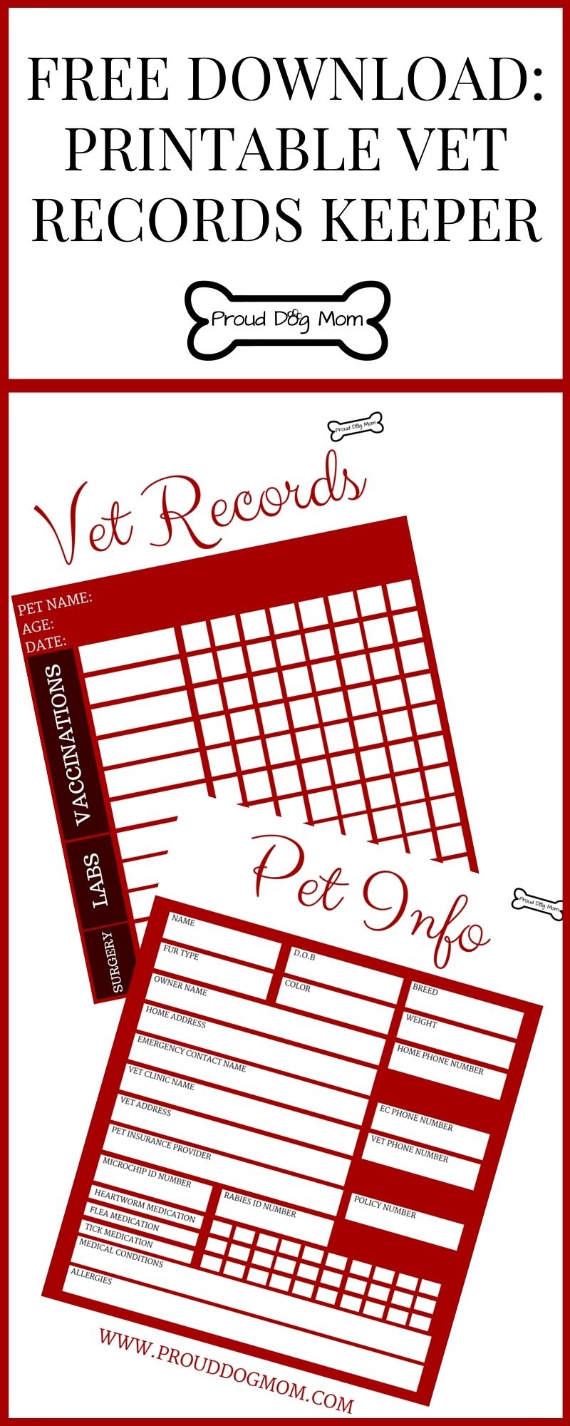 Puppy Records Template Immunization Record Card Dogs Whelping
