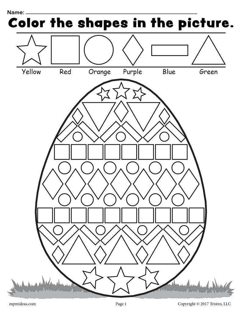 Free Easter Egg Shapes Worksheet &amp;amp; Coloring Page | Adventures - Free Printable Easter Worksheets For 3Rd Grade