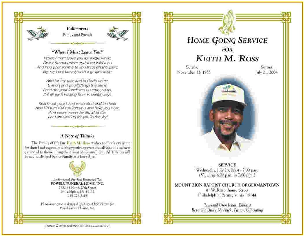 Free Editable Printable Funeral Program Template - Template : Resume - Free Printable Funeral Programs