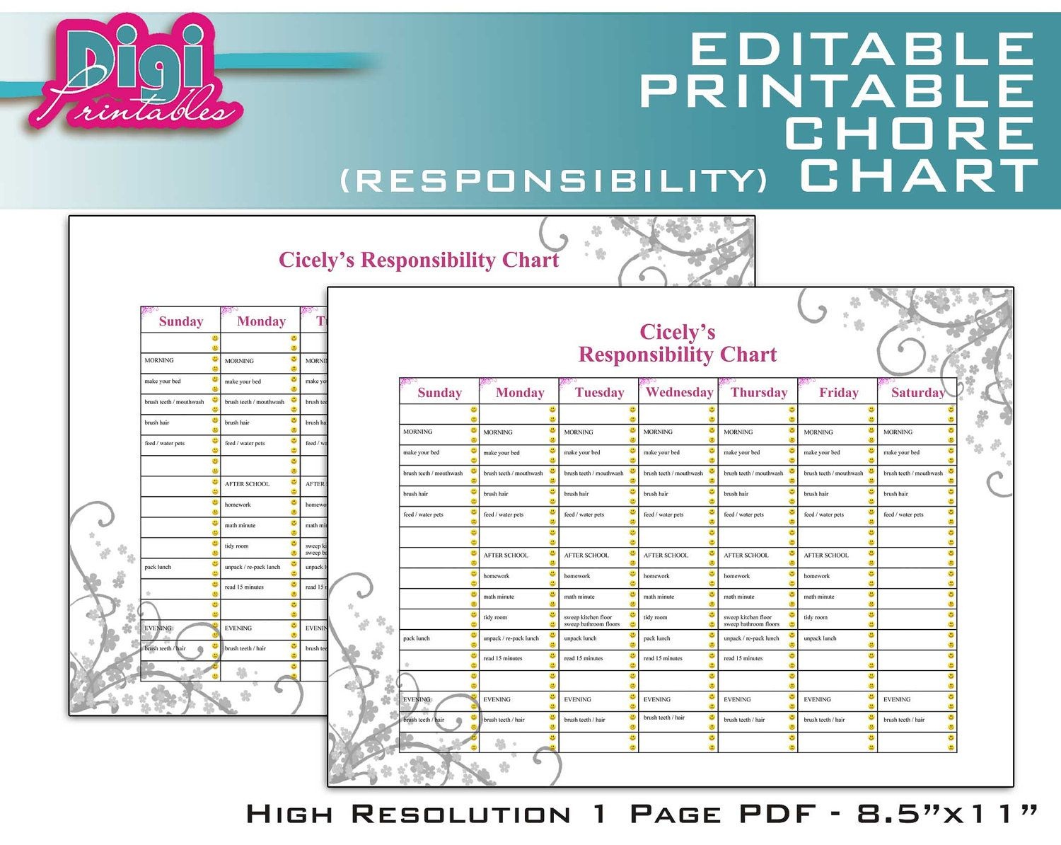 Free Family Chore Charts Printable | Editable / Printable Chore - Free Printable Chore List For Teenager