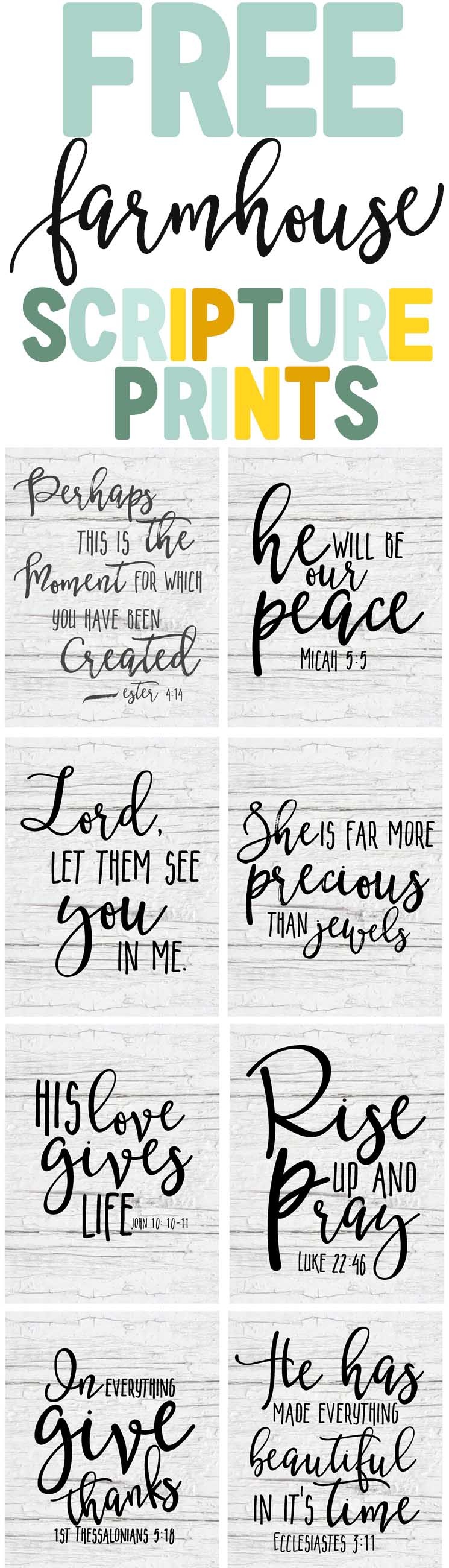 Free Farmhouse Scripture Printables - The Mountain View Cottage - Free Printable Scripture Verses