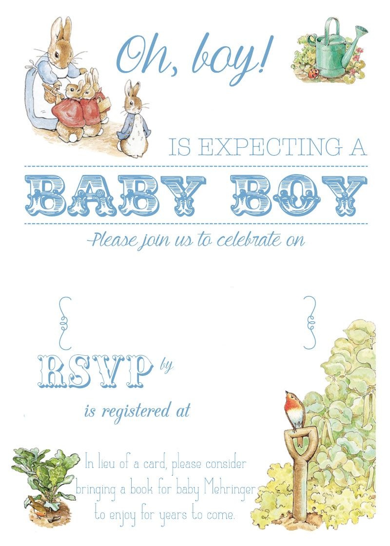 Free Free Printable Peter Rabbit Baby Shower Invitation | Free Baby - Baby Invitations Printable Free