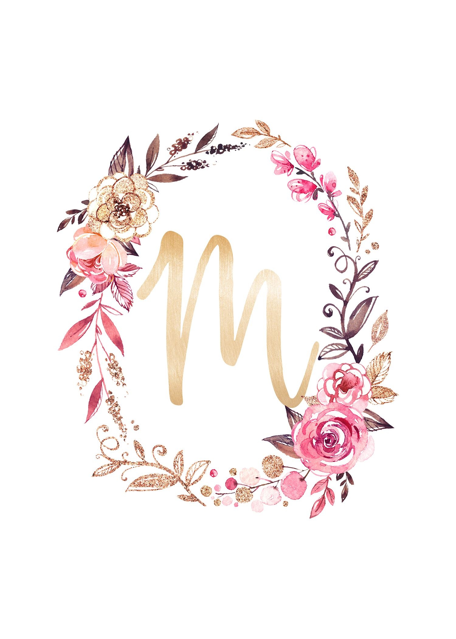 Free Glitter And Glam Monogram Printables | Kidsworld | Alphabet - Free Printable Flower Letters