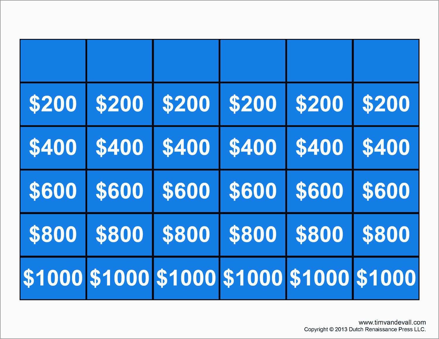 Free Printable Jeopardy Template Free Printable