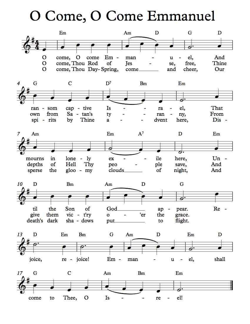 Free Lead Sheet – O Come, O Come Emmanuel In 2019 | Free Lead Sheets - Free Printable Sheet Music Lyrics