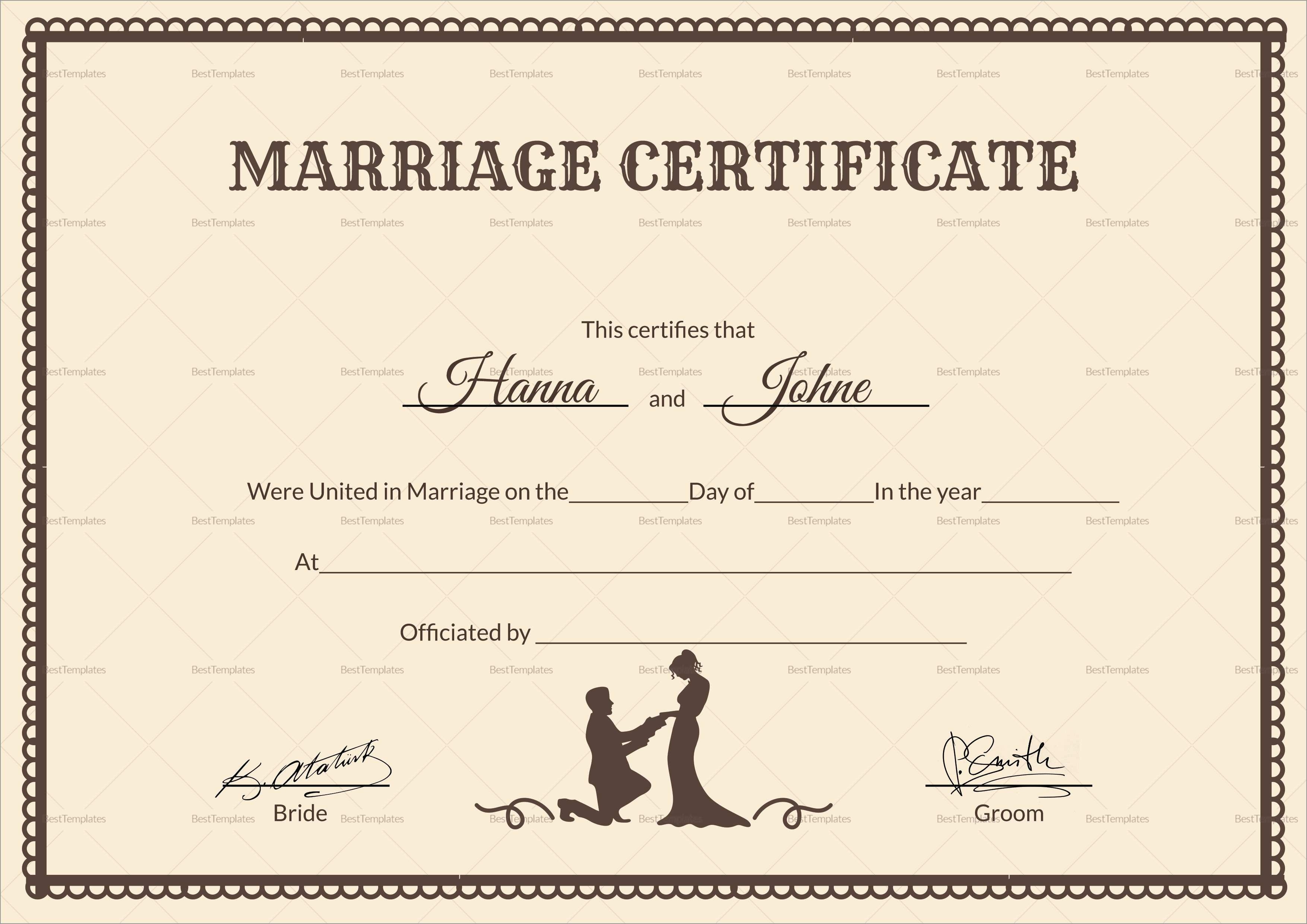 Free Blank Marriage Certificate