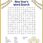 Free New Year's Word Search Printable Worksheet With 18 New Year's   Free Printable Activities For Adults