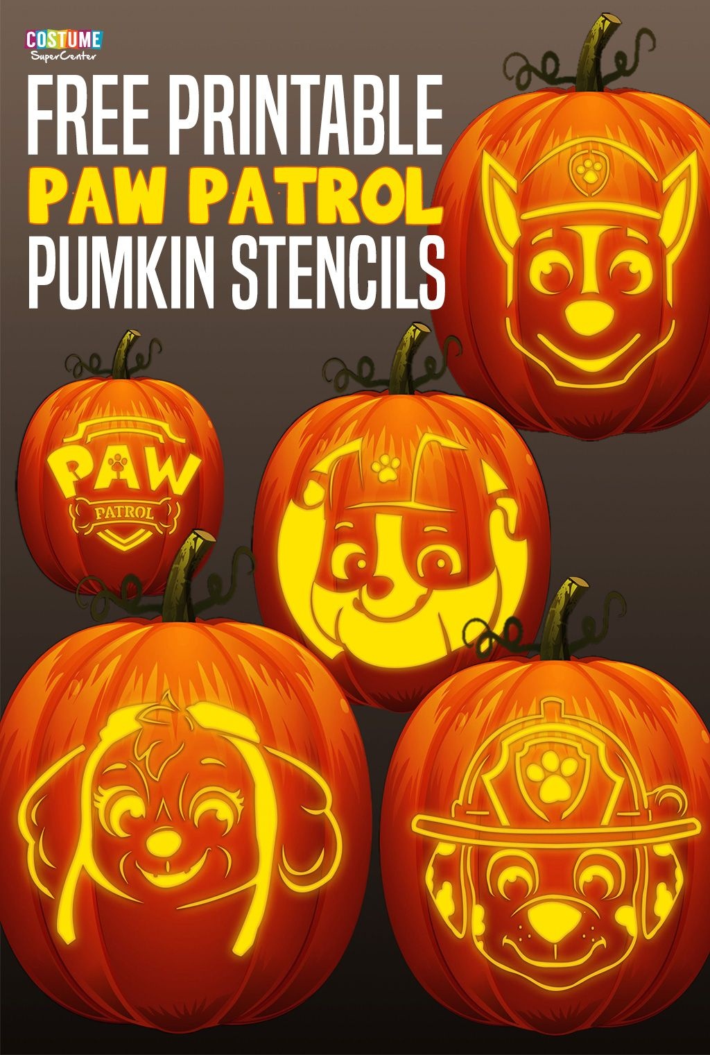 Free Paw Patrol Pumpkin Stencils | Paw Patrol Birthday | Paw Patrol - Halloween Pumpkin Carving Stencils Free Printable