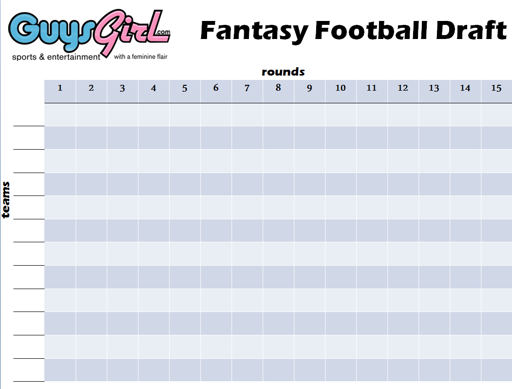 Free Print At Home Fantasy Football Draft Board | Female Fans - Free Fantasy Football Draft Kit Printable