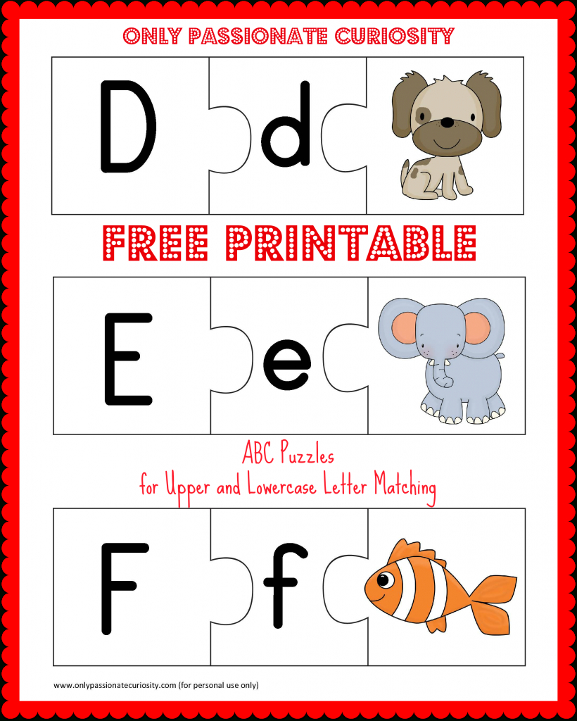 Free Printable Abc Puzzles: Upper And Lowercase Letter Matching - Free Printable Alphabet Letters Upper And Lower Case
