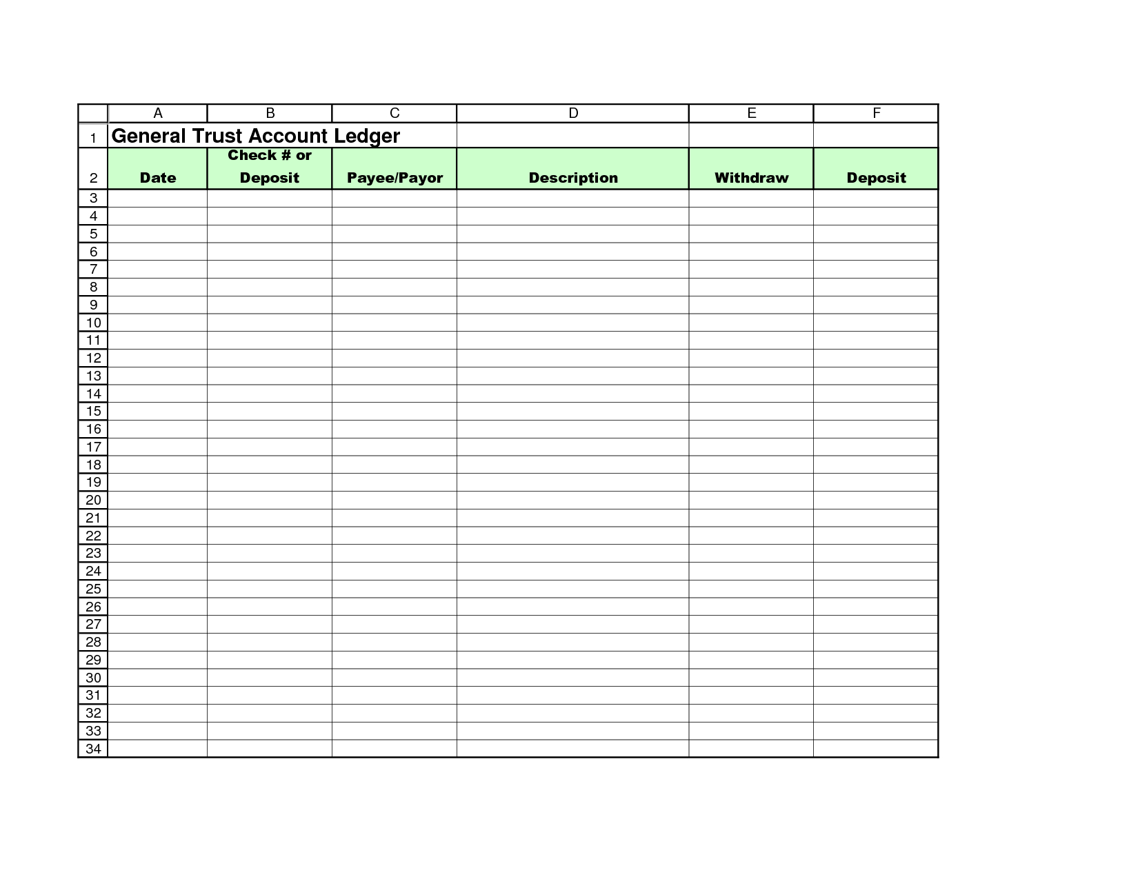 Free Printable Accounting Ledger Template | Accounting | Templates - Free Printable Accounting Ledger