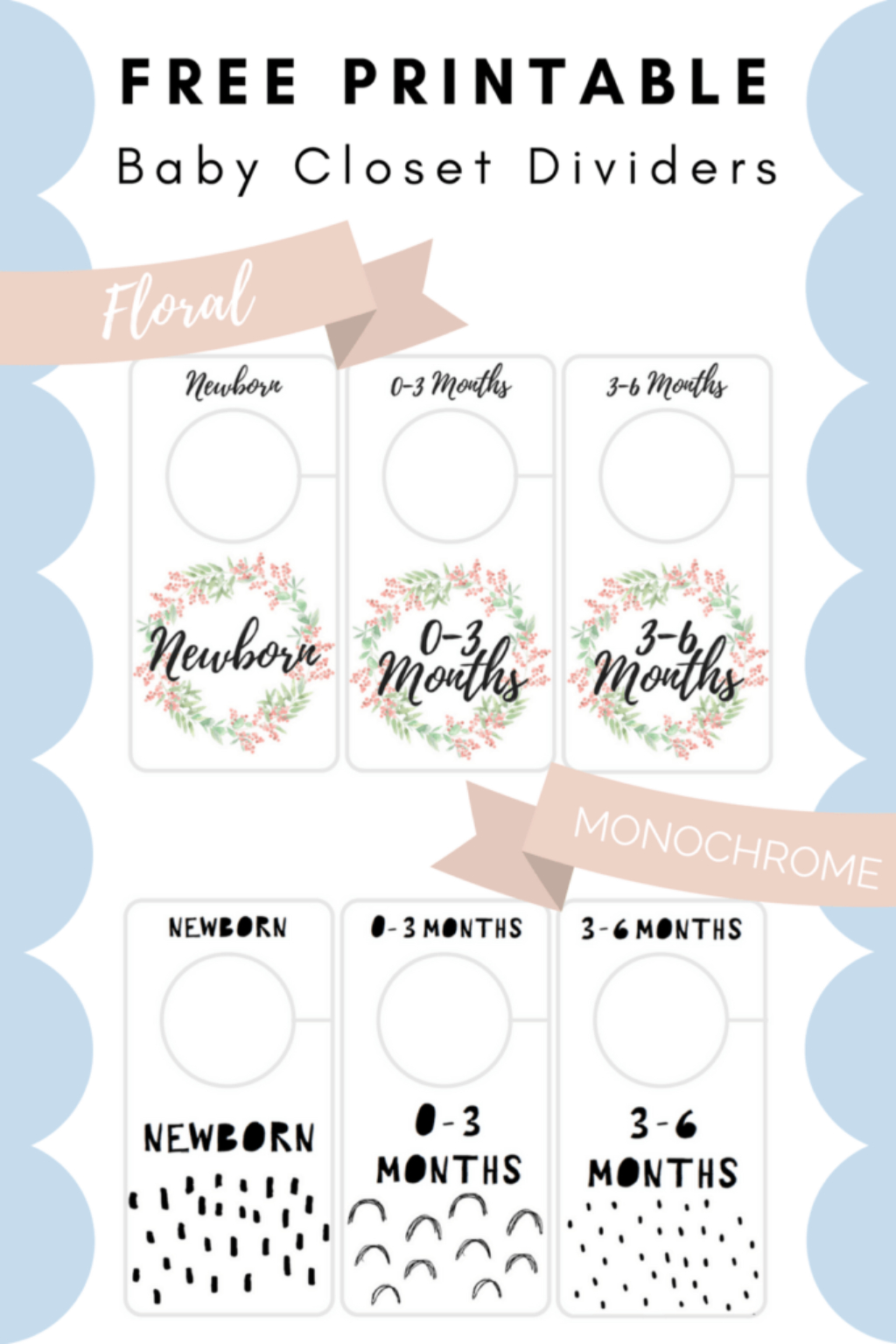 Free Printable Baby Closet Dividers Preemie To 24 Months - 2 Styles - Free Printable Dividers