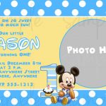 Free Printable Baby Mickey Mouse 1St Birthday Invitations | Jakes   Free Printable Mickey Mouse 1St Birthday Invitations