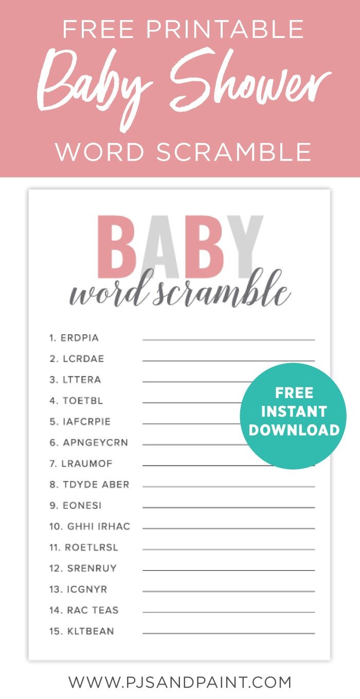 Free Printable Baby Shower Games. Download Fun Printable Baby Shower - Free Printable Baby Shower Games Word Scramble