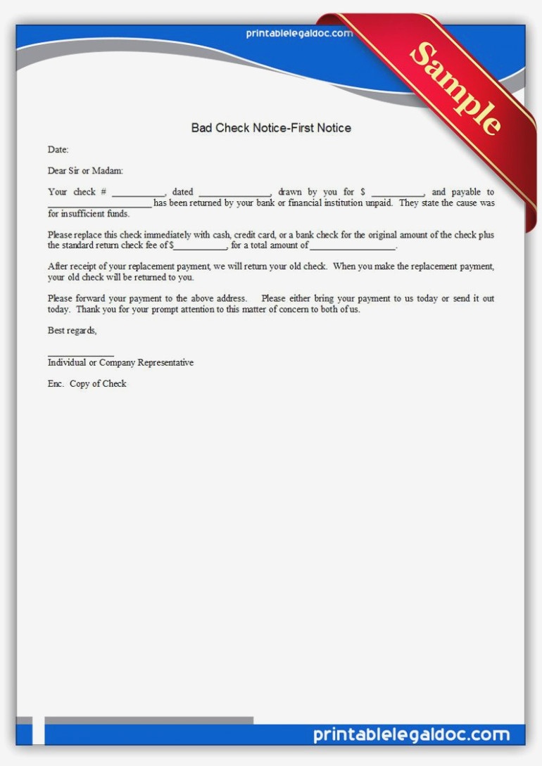 Free Printable Bad Check Notice-First Notice | Sample Printable - Free Printable Divorce Papers Nevada