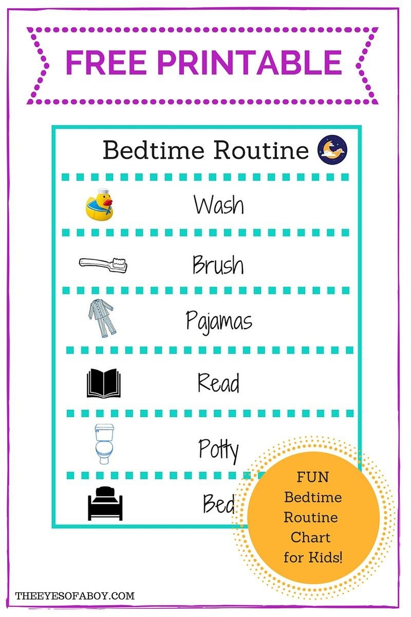 Free Printable Bedtime Routine Chart For Little Kids And Toddlers - Free Printable Bedtime Routine Chart