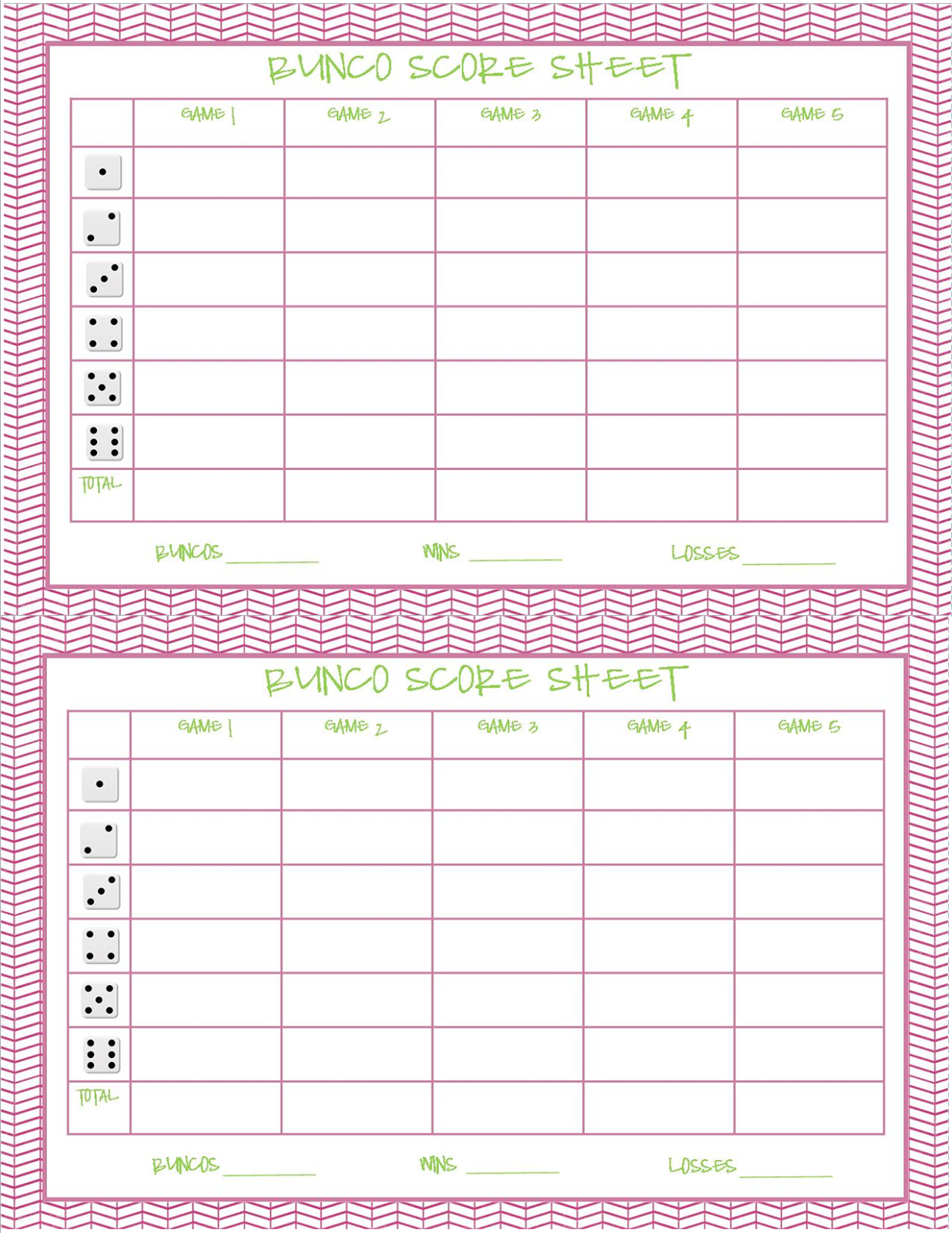 Halloween Bunco Score Sheets Free Printable