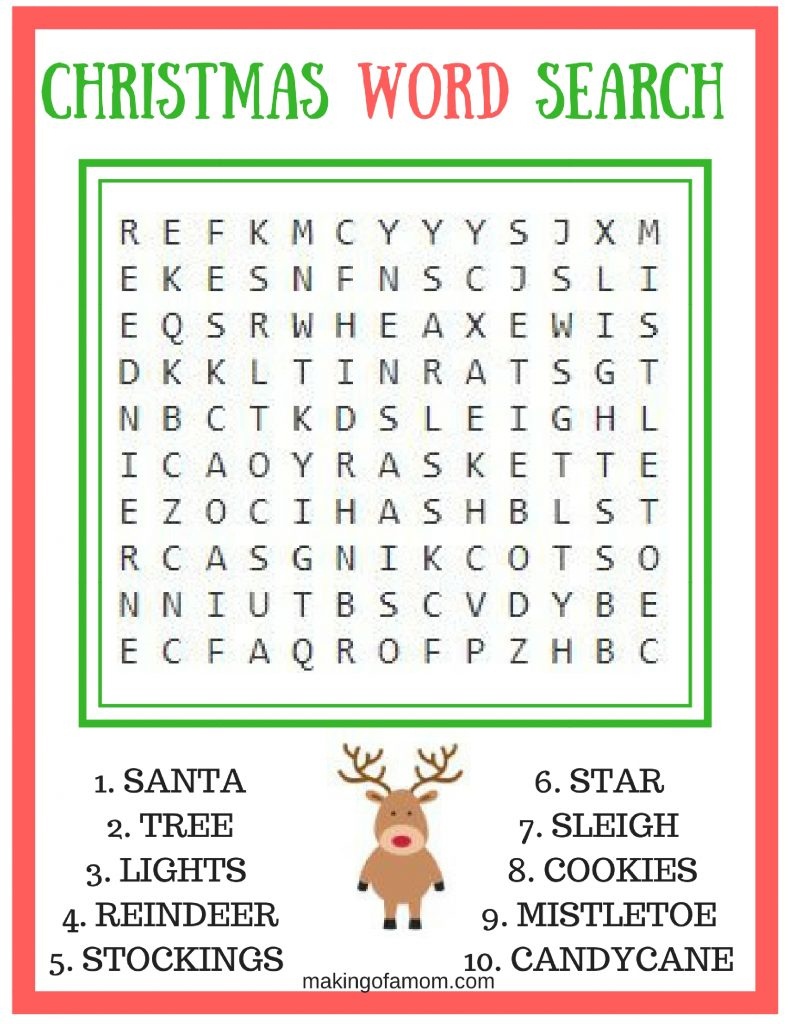 Free Printable Christmas Games - Making Of A Mom - Free Printable Christmas Word Games