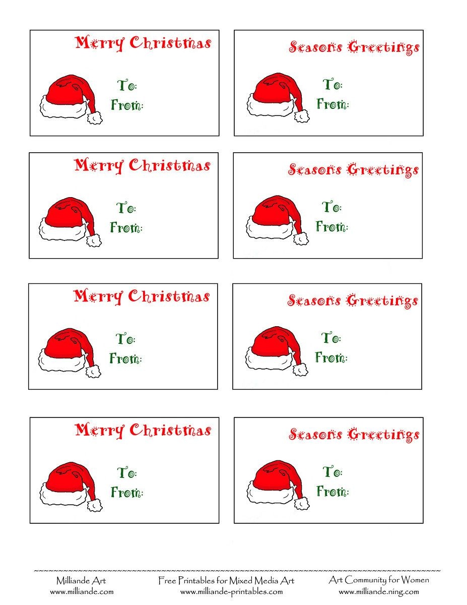 Free Printable Christmas Labels Santa Hat Christmas Gift Tags To - Free Printable Christmas Labels