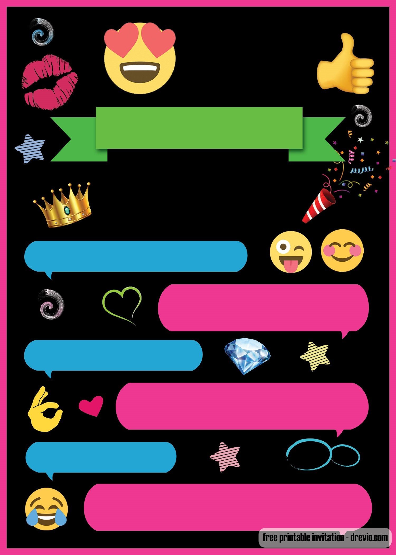 Free Printable Emoji Chat Invitation | Julyssea | Birthday Party - Free Printable Emoji B Day Invites