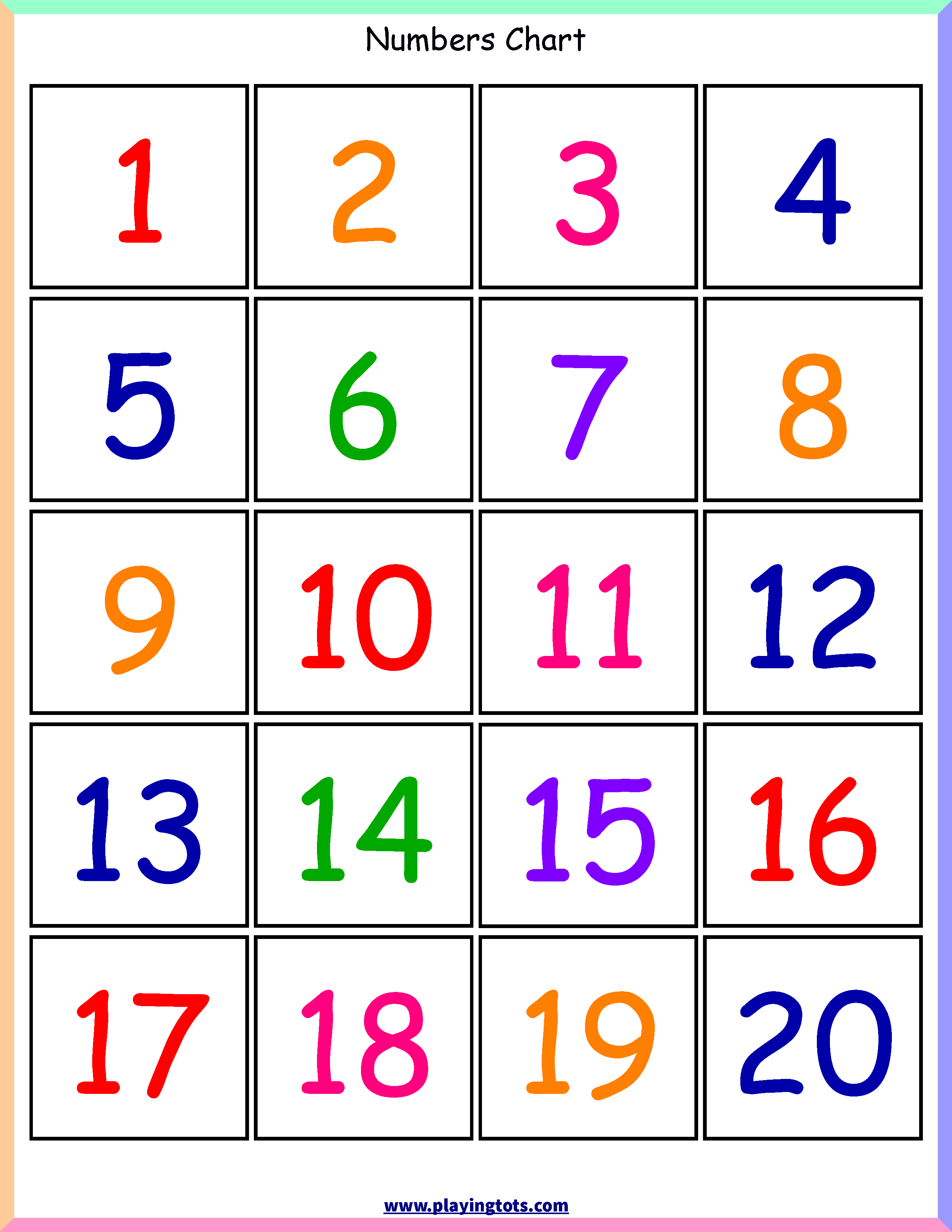 Free Printable Blank Number Chart 1 20