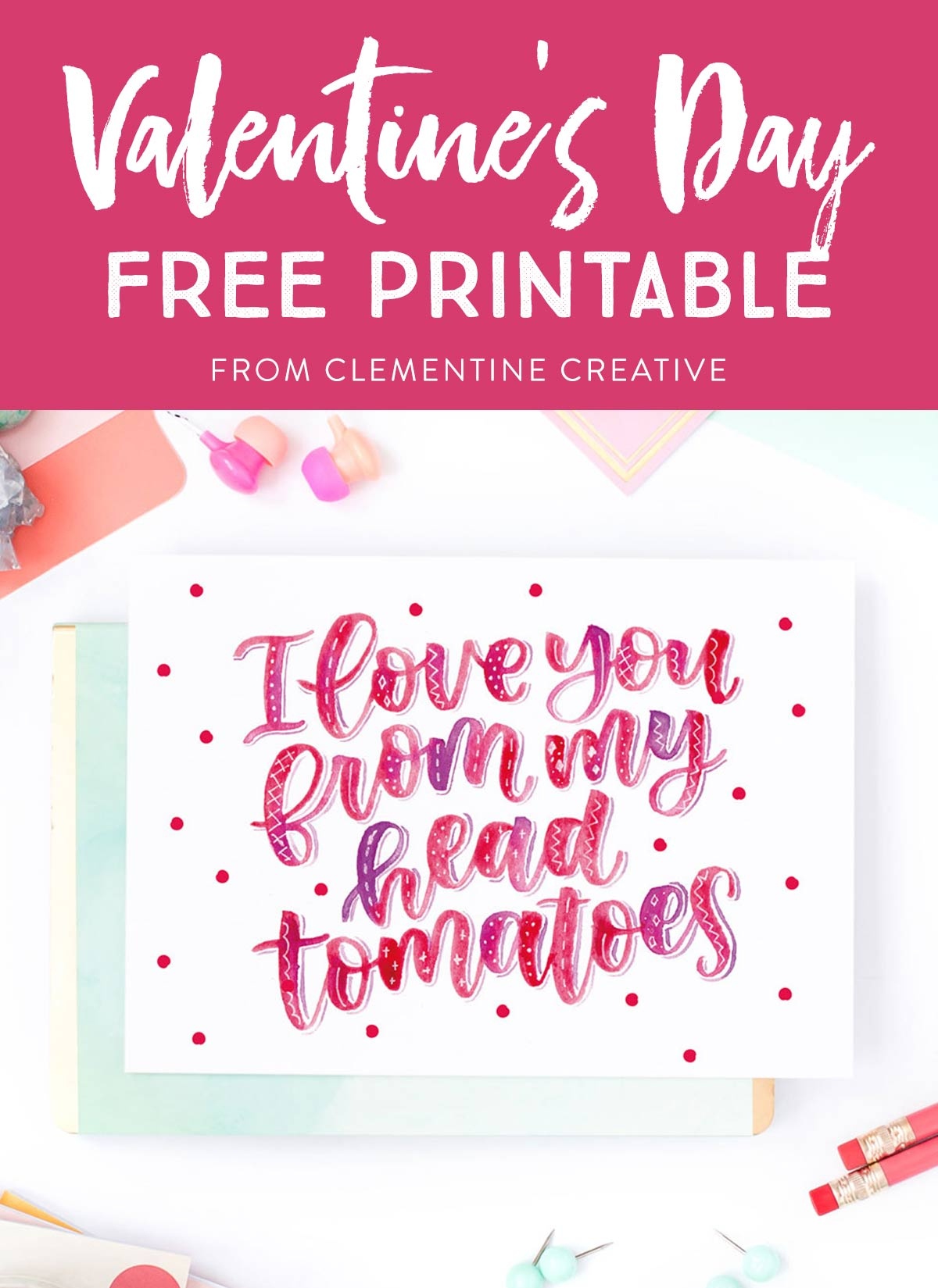 Free Printable Hand Lettered Valentine&amp;#039;s Day Card With Punny Message - Free Printable Valentines Day Cards