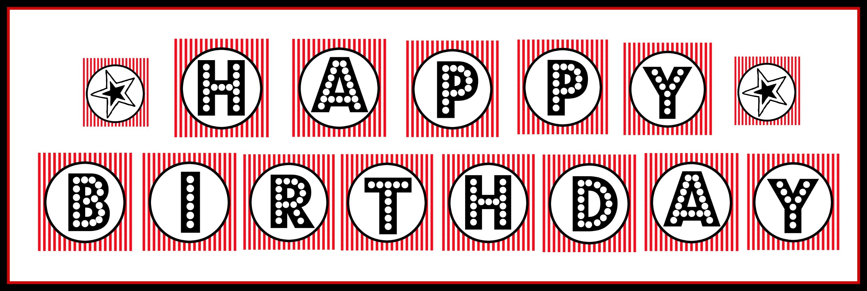 Free Printable &amp;quot;happy Birthday&amp;quot; Banner / Red, Black &amp;amp; White - Free Printable Birthday Banner