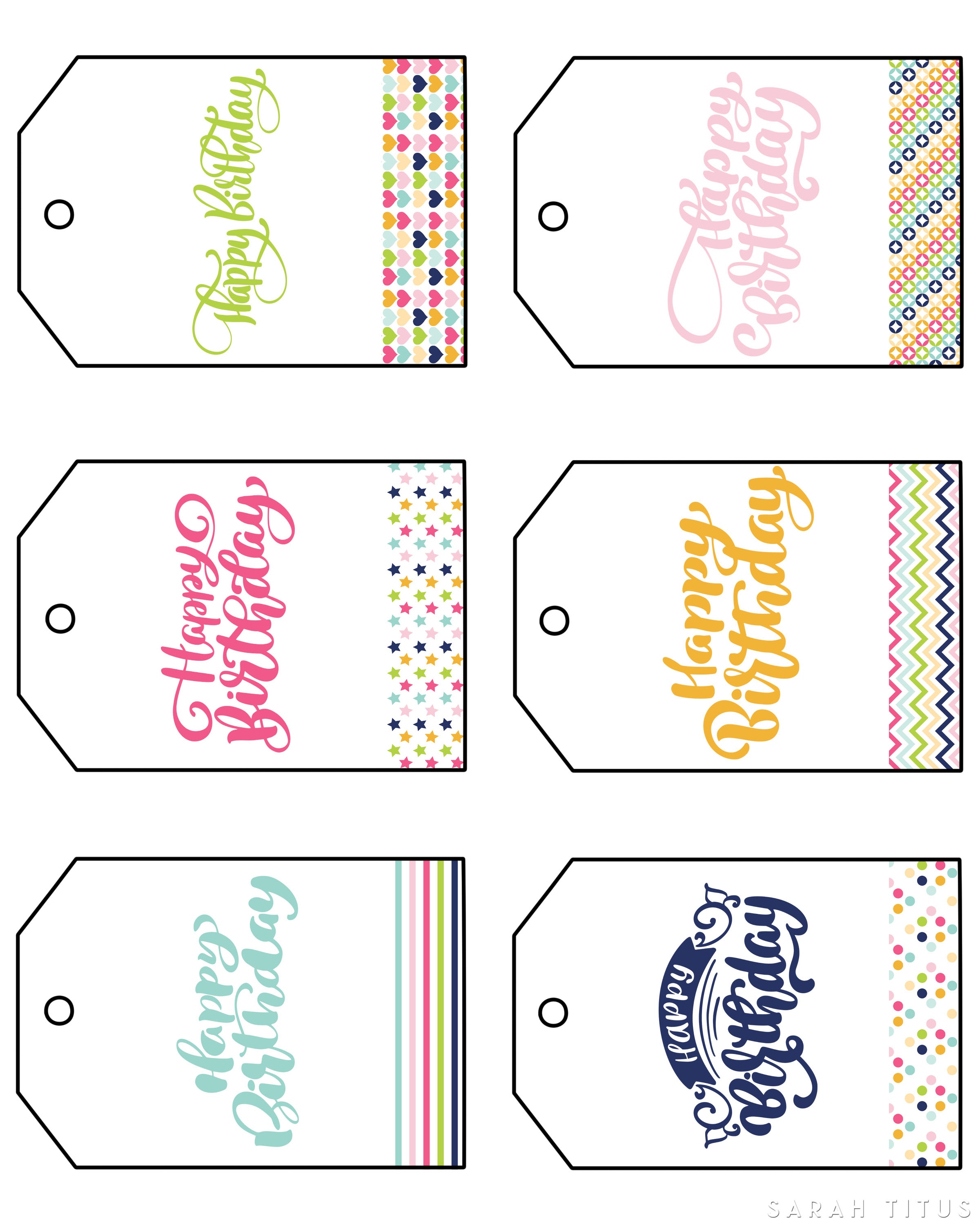 Free Printable Happy Birthday Gift Tags - Sarah Titus - Free Printable Gift Tags