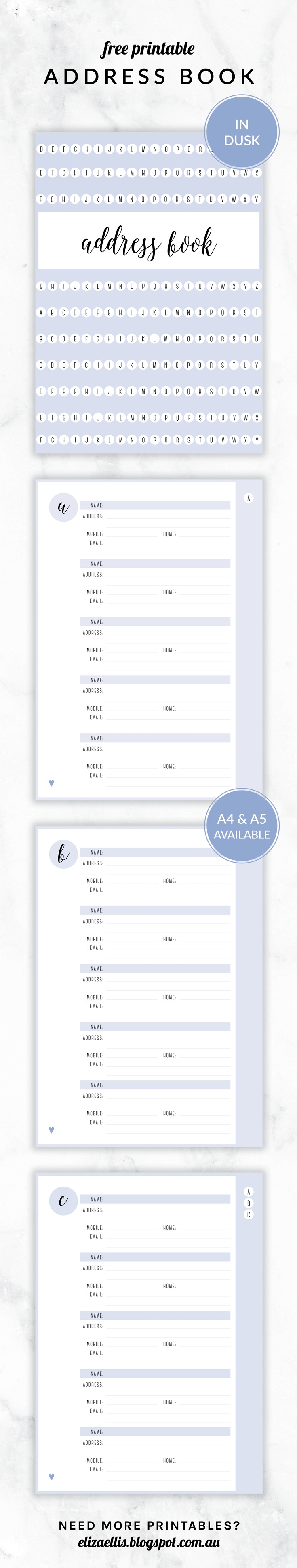 Free Printable Irma Address Book // Eliza Ellis. Available In 6 - Free Printable Address Book Pages