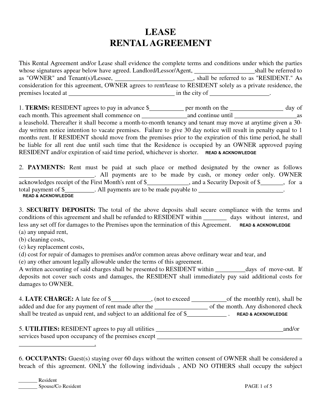 Free Printable Lease Forms Online | Shop Fresh - Free Printable Rental Agreement