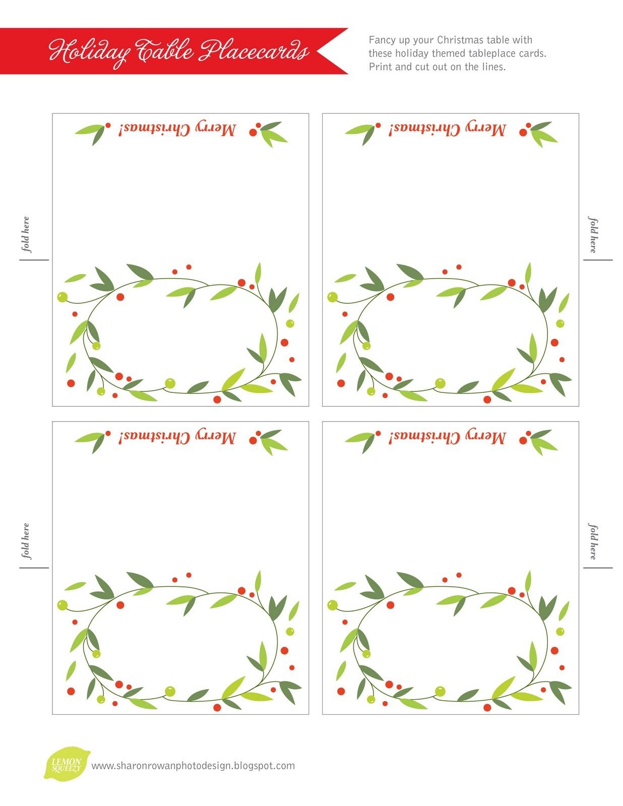 Free Printable Lemon Squeezy: Day 12: Place Cards | Work Stuff - Free Printable Place Cards Template
