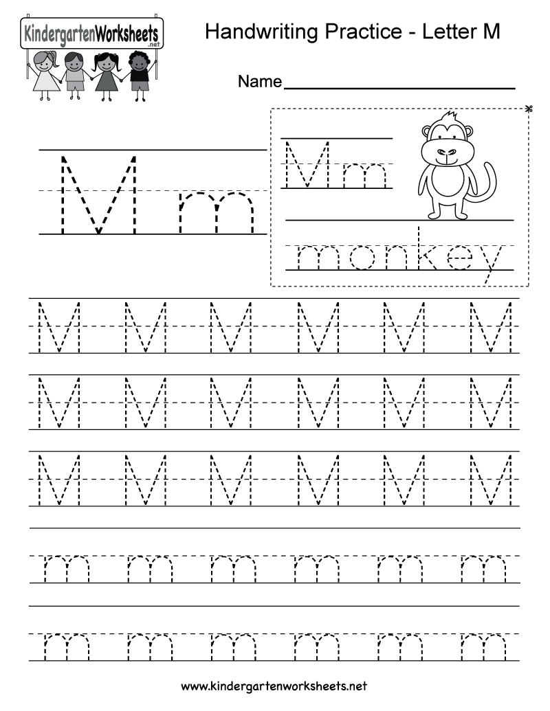 Free Printable Letter M Writing Practice Worksheet For Kindergarten - Free Printable Letter Writing Worksheets