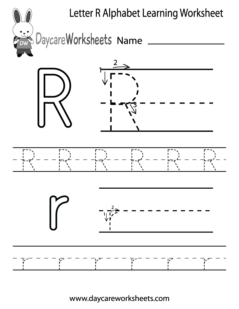 Free Printable Letter R Alphabet Learning Worksheet For Preschool - Free Printable Preschool Worksheets For The Letter R