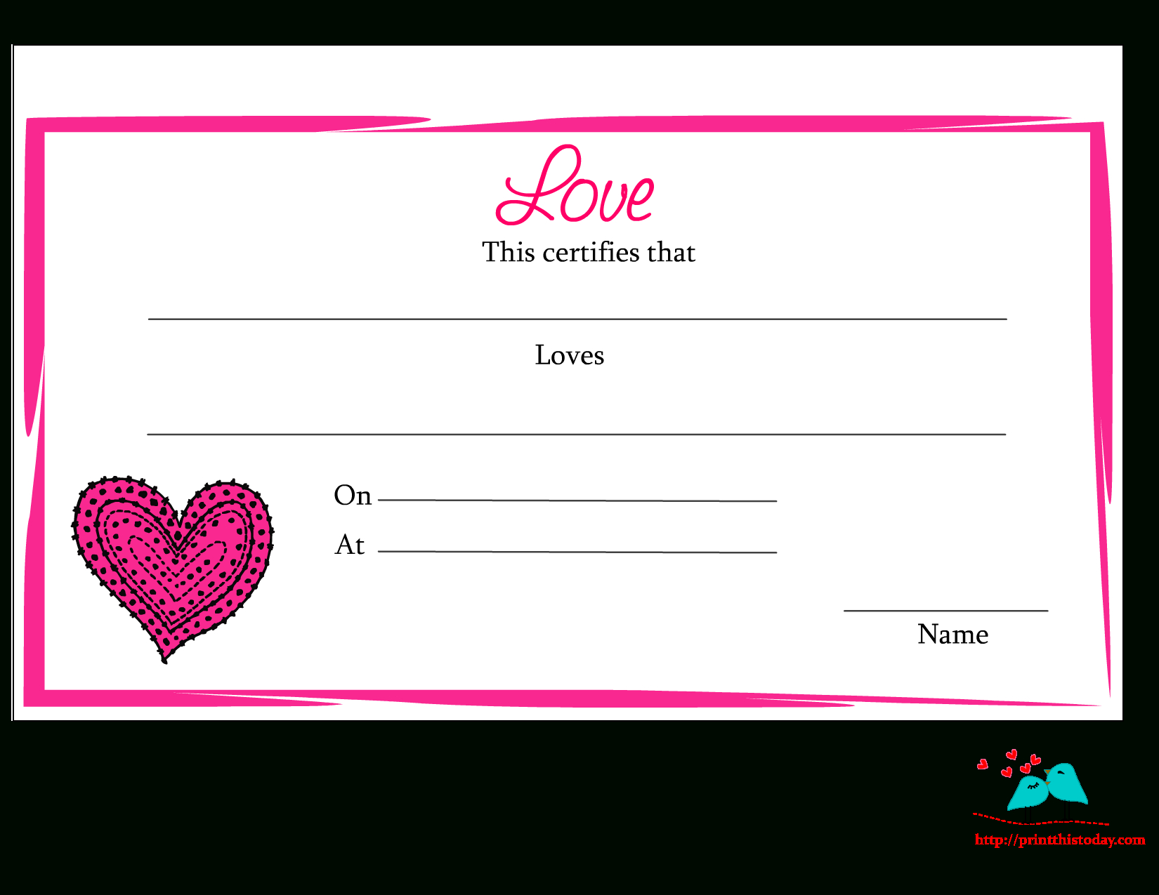 Free Printable Love Certificate | For The Holidays | Free, Love Is - Free Printable Love Certificates For Him