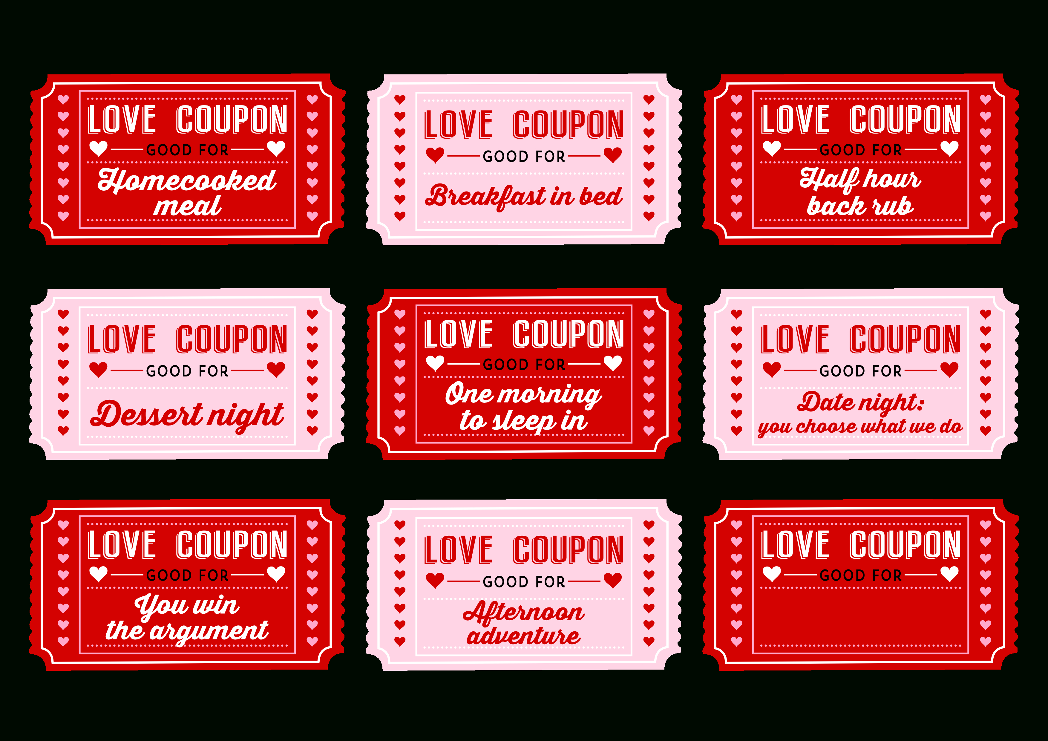 Free Printable Love Coupons For Couples On Valentine&amp;#039;s Day! | Catch - Free Printable Love Coupons
