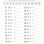 Free Printable Math Sheets Mental Subtraction To 12 2 | Výuka | 1St   Free Printable Math Sheets