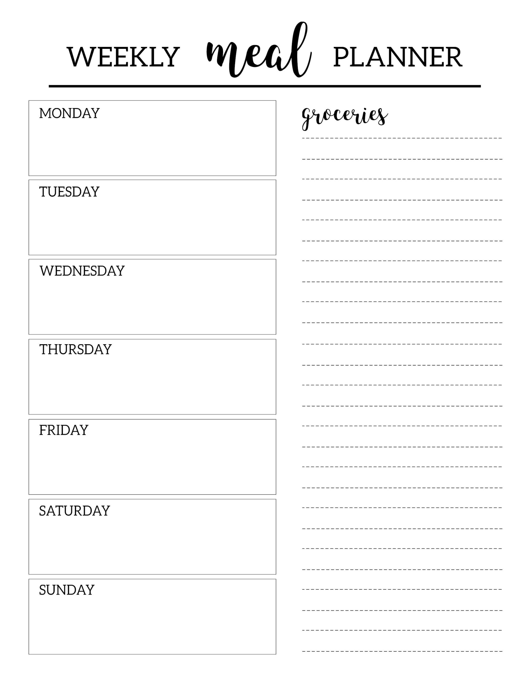 Free Printable Meal Planner Template | Organization | Meal Planner - Free Printable Menu