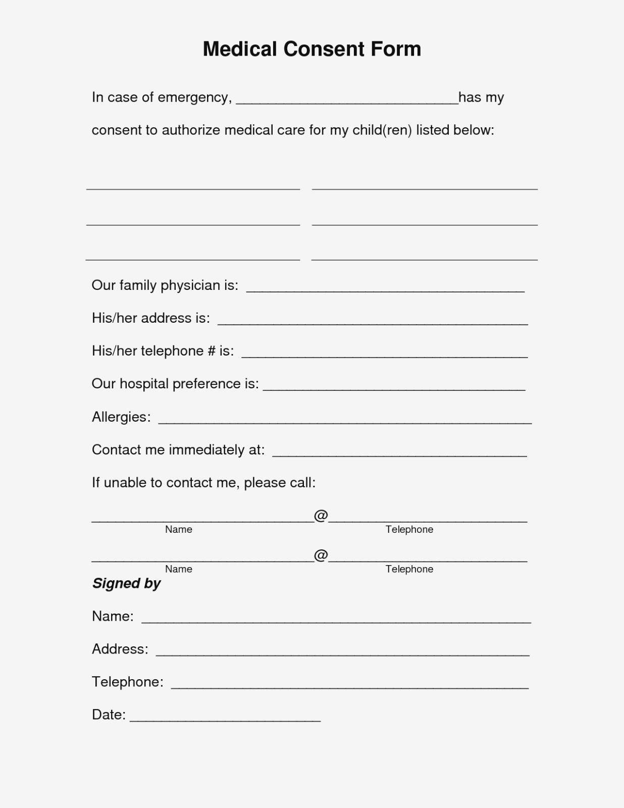 Free Printable Medical Consent Form | Free Medical Consent Form - Free Printable Caregiver Forms