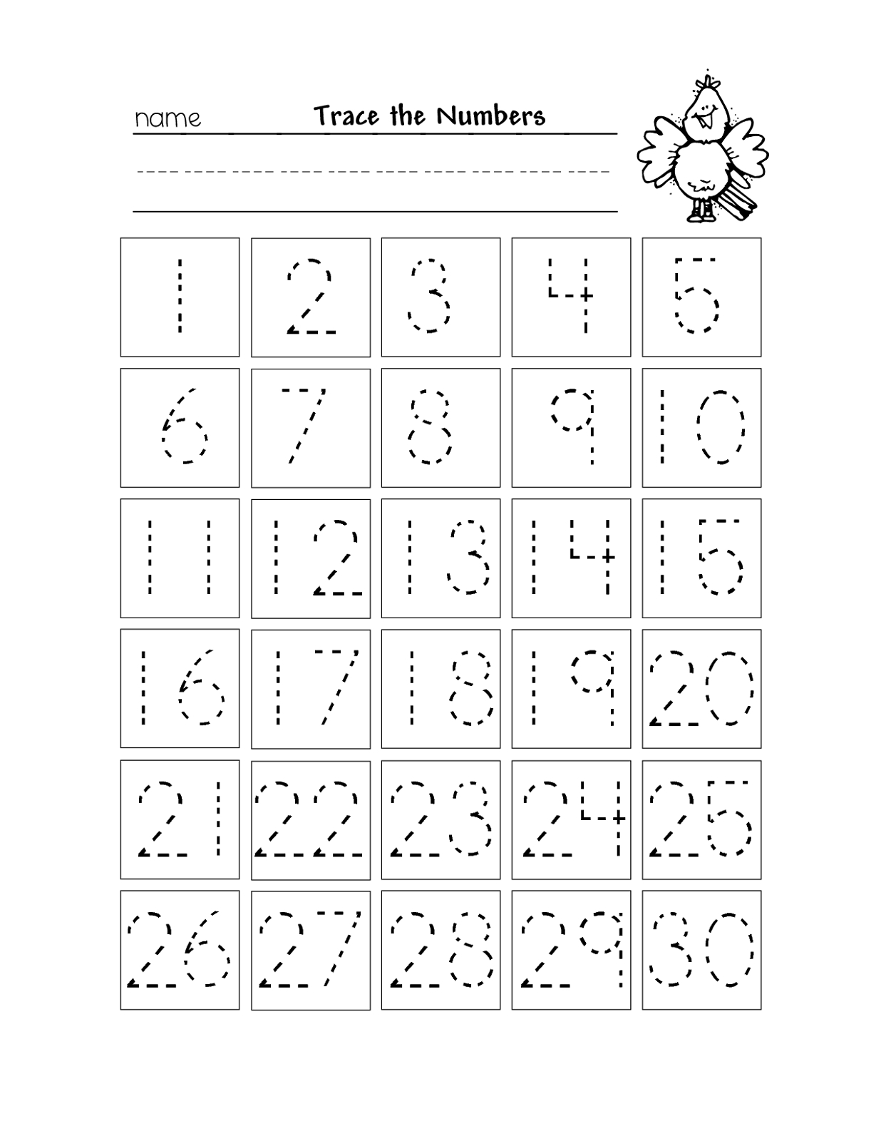 Free Printable Number Chart 1-30 | Kinder | Number Tracing - Free Printable Number Flashcards 1 30