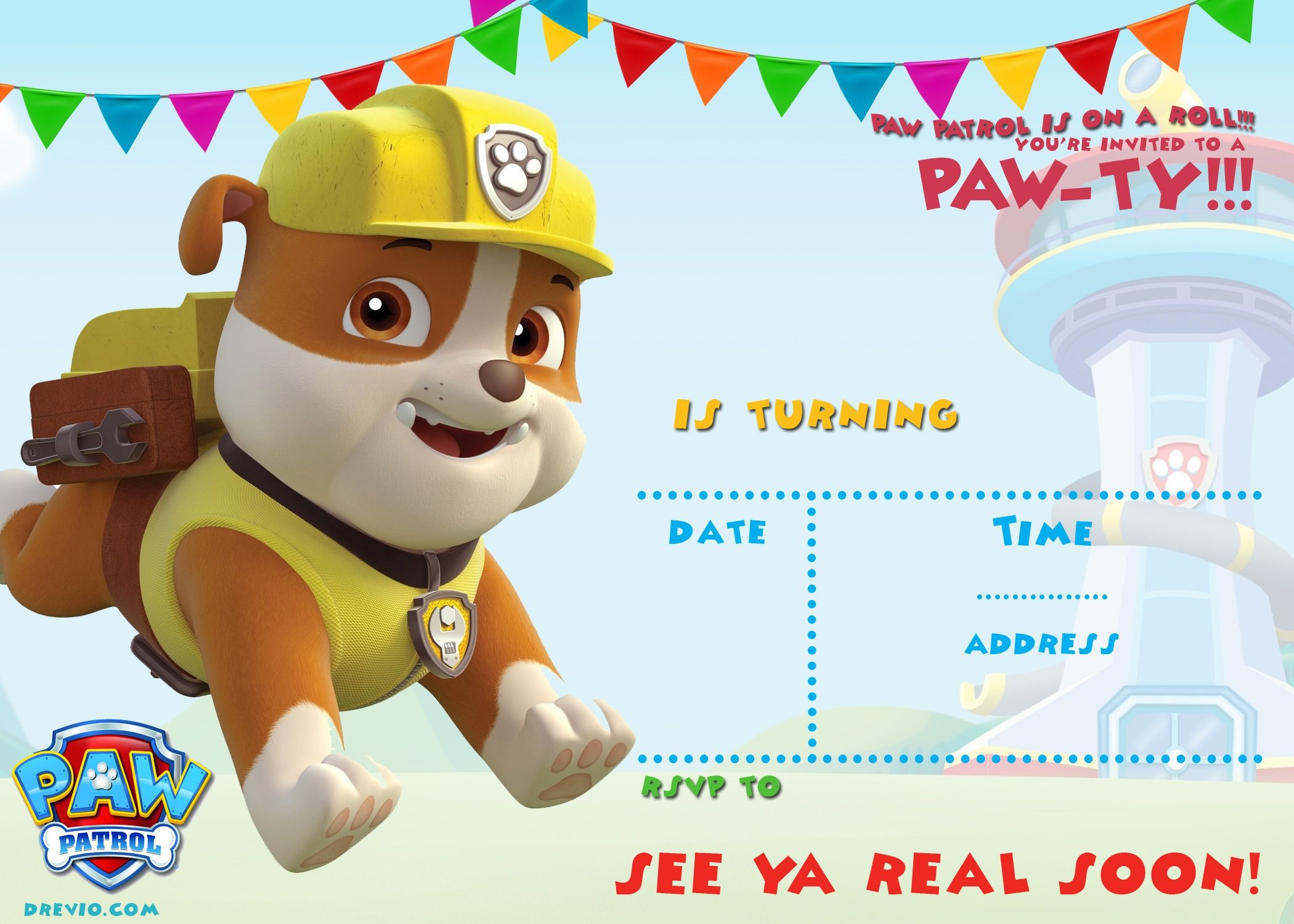 Free Printable Paw Patrol Invitation Template - All Characters - Free Printable Paw Patrol Invitations