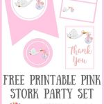 Free Printable Pink Stork Baby Shower Party Set | Free Must Have   Free Stork Party Invitations Printable