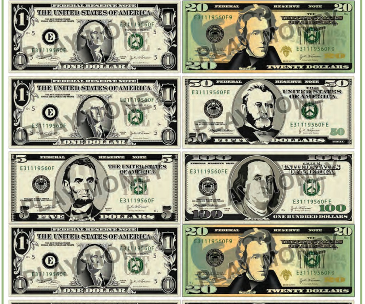 printable dollar bills 2006 5 old style coping skills dollar