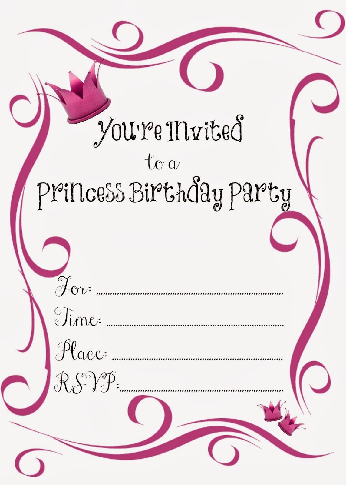 Free Printable Princess Birthday Party Invitations #freeprintables - Free Princess Printable Invitations