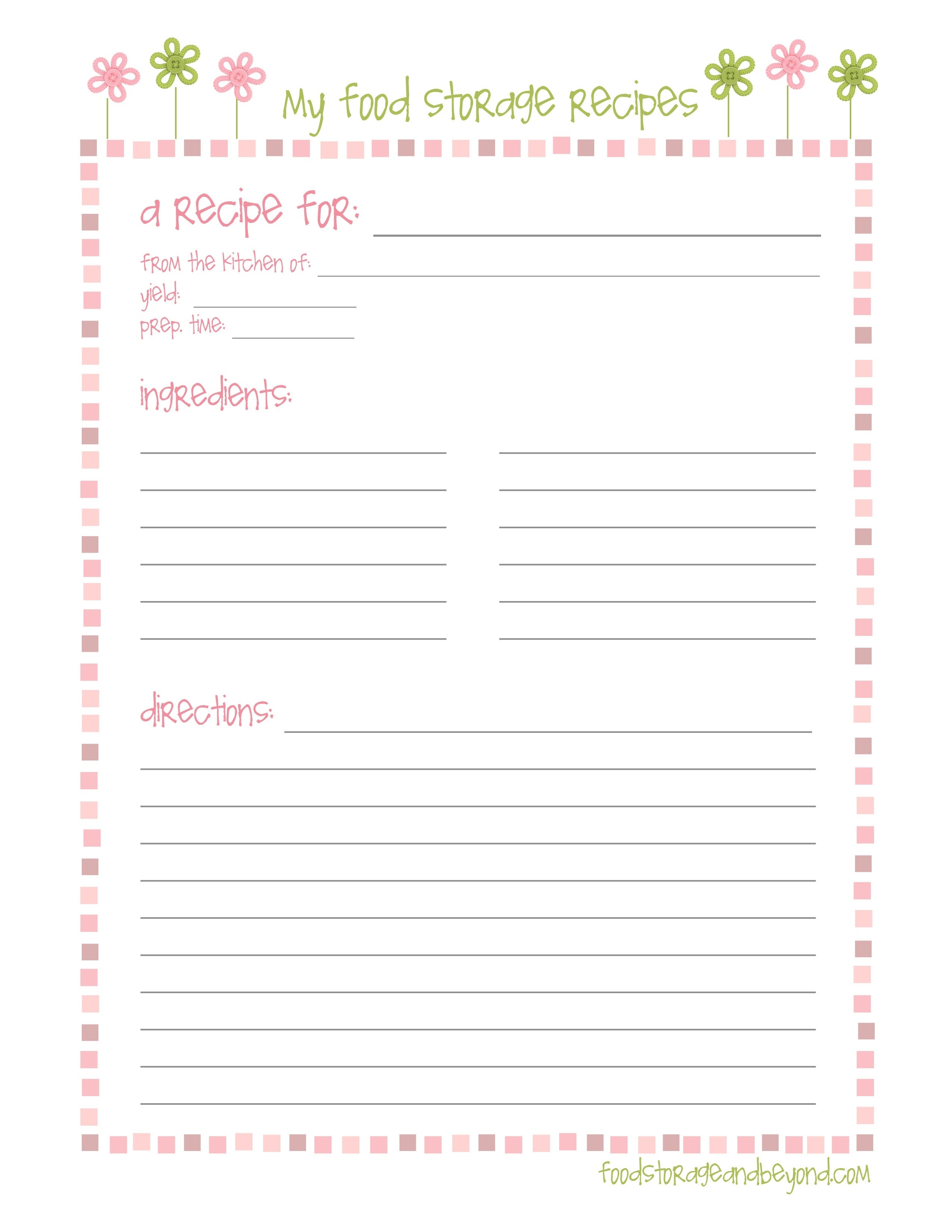 Free Printable Recipe Templates 8X11 | Lazine - Free Printable Recipe Page Template